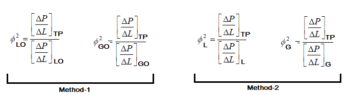 Two phase flow pressure drop multipliers