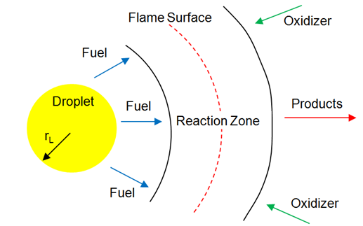 Combustion of fuel droplets