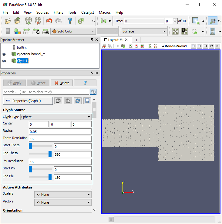 MPPICFoam - Particle Track Glyph Setting