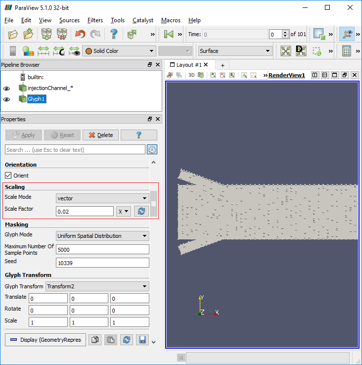 MPPICFoam - Particle Track Glyph Setting