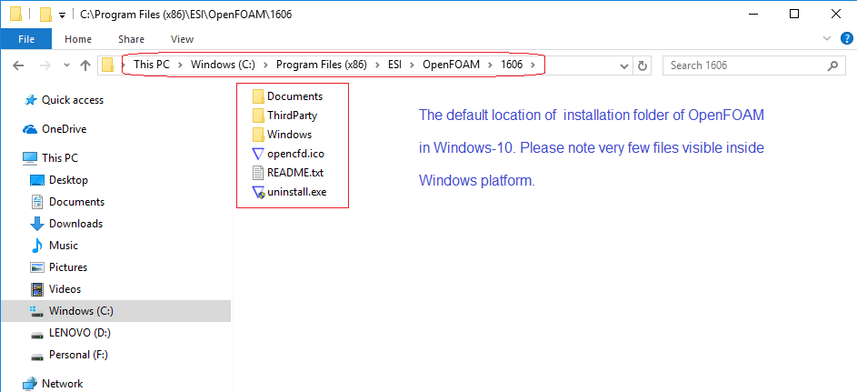 OpenFOAM - Default Installation Directory in Windows 10