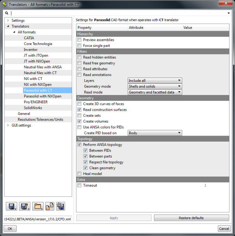 ANSA Geometry Import Setting