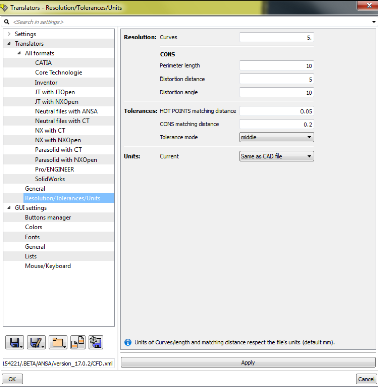 ANSA Geometry Resolution Setting