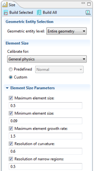 Custom Mesh Settings in COMSOL