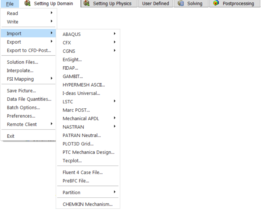 ANSYS FLUENT - Data Import Options