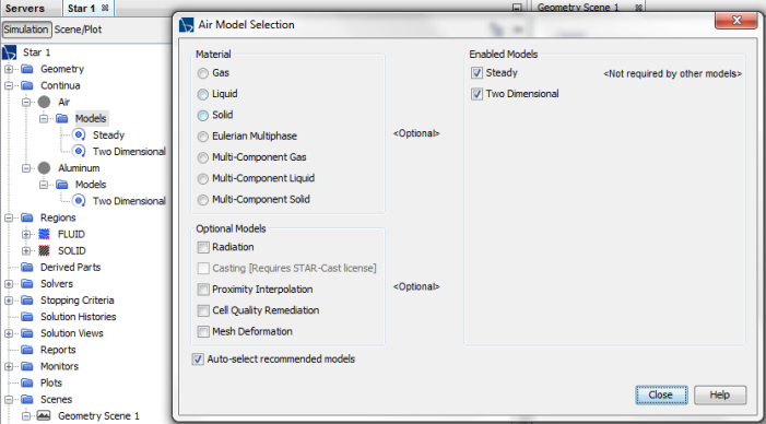 STAR-CCM+ Multiphase Selection