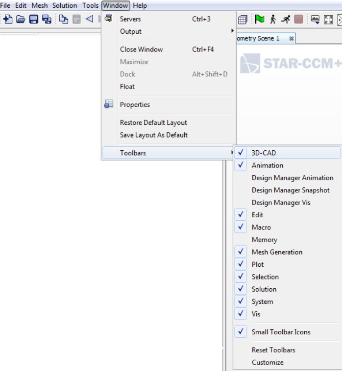 STAR-CCM+ Toolbar Settings