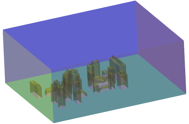 Flow around the building - computational domain