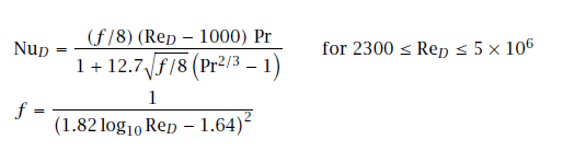 Nusselt number for duct flow