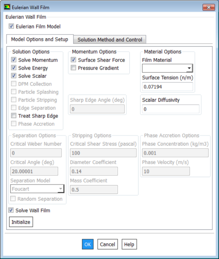 multi-phase flow: Eulerian Wall Film in ANSYS FLUENT