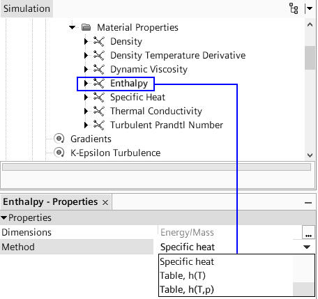 Material Properties T-p Table