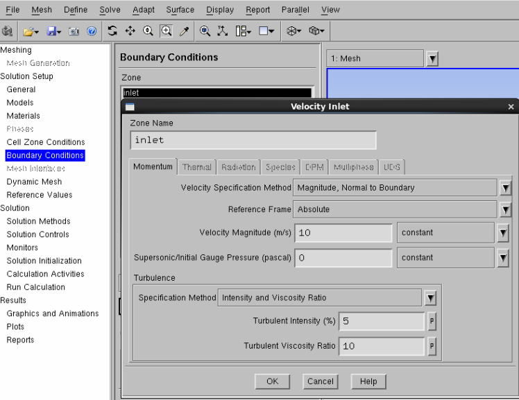 Inlet Boundary in Fluent