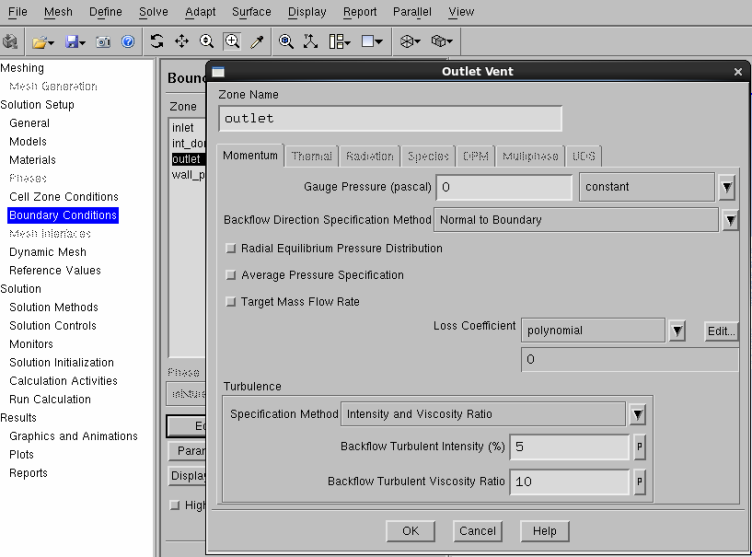 Outlet Boundary in Fluent