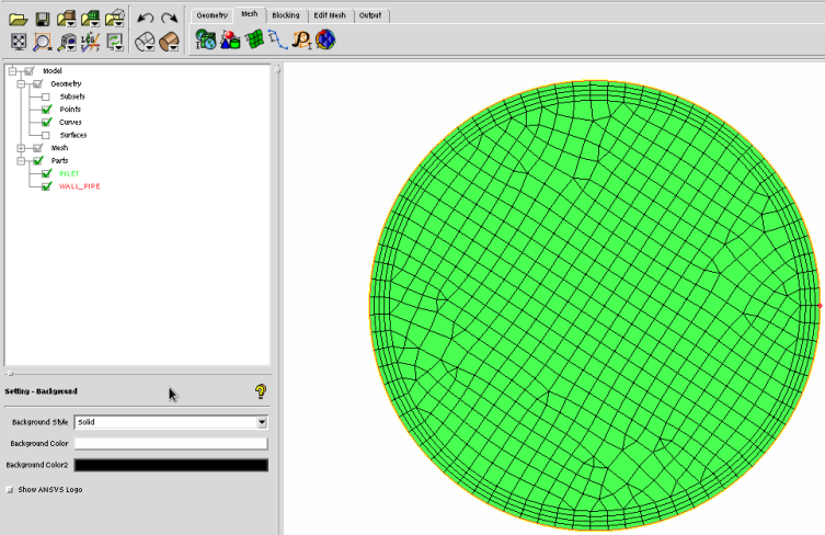 Mesh for Pipe Flow - Section