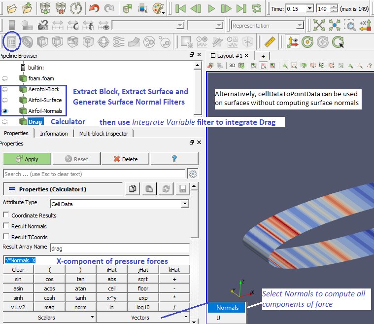 paraView Drag/Lift calculation