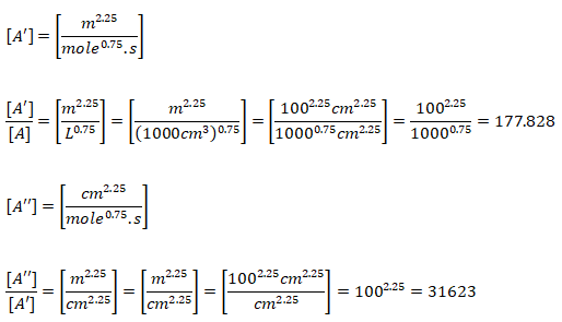 pre-Exponential Factor conversion factor - 1
