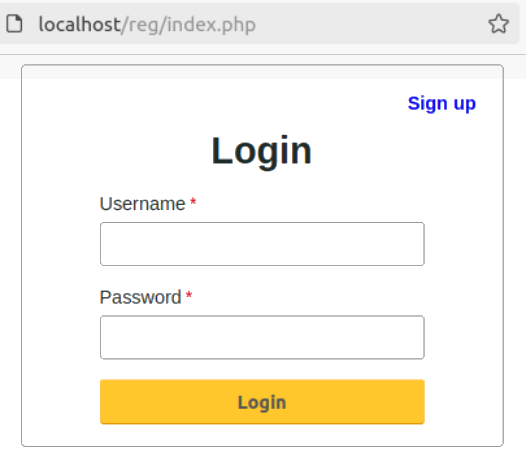 Login page
