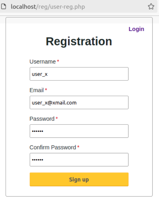 User registration