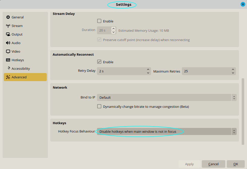 Disable hotkey when OBS window not in focus