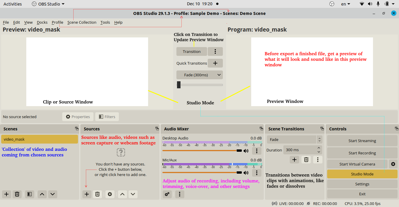 OBS-Studio Main Window