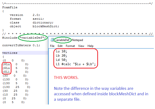 parametric using include file