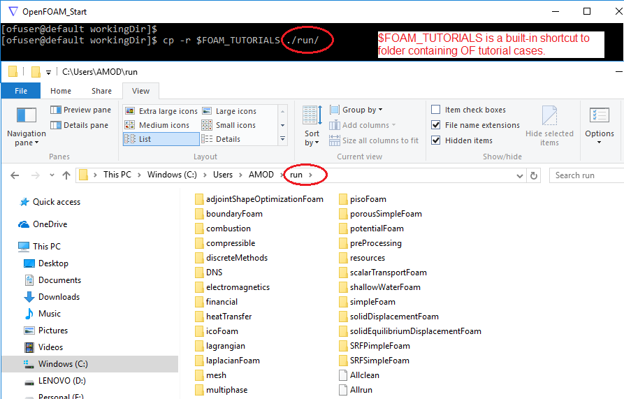 Tutorial Folders in OpenFOAM