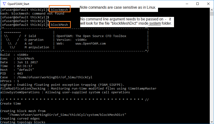 Running blockMesh in OpenFOAM