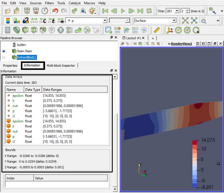 paraView Extract Block Information