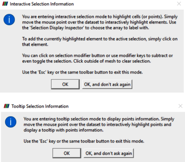 ParaView interactive mode On/OFF message