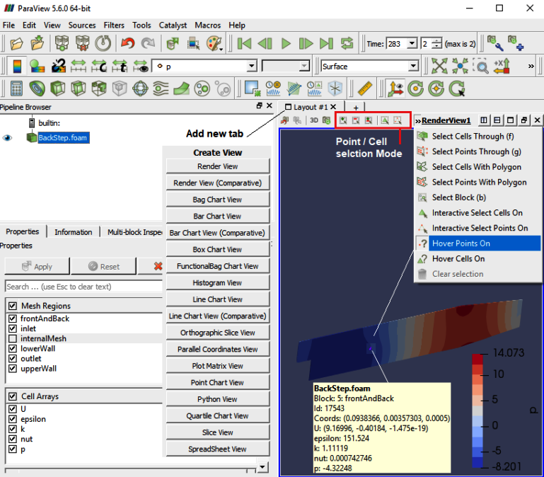 ParaView interactive mode: point cell hovering