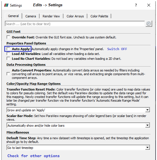 Settings - ParaView