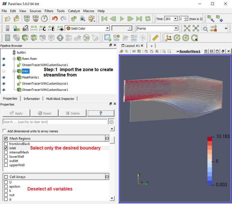 Streamline from a boundary in ParaView: Step-01