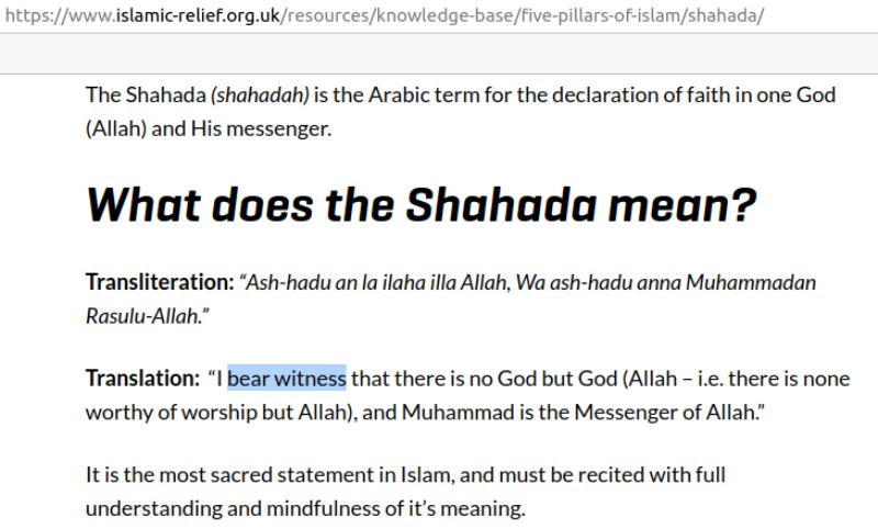 Shahada Translation