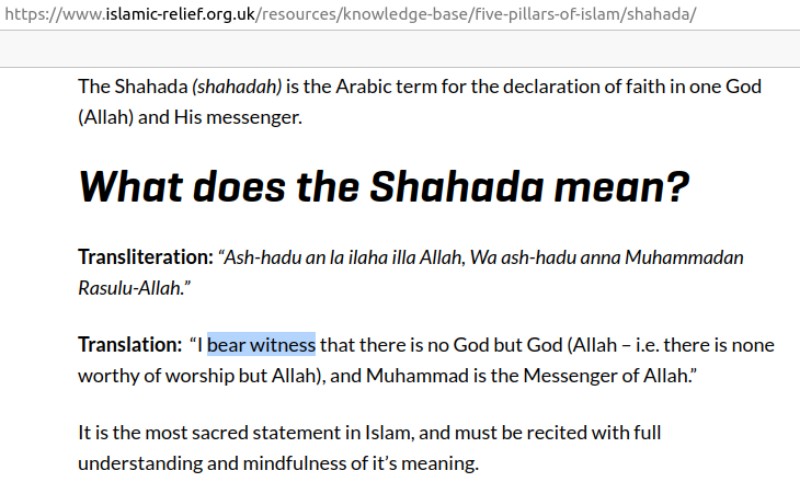 Shahada Translation