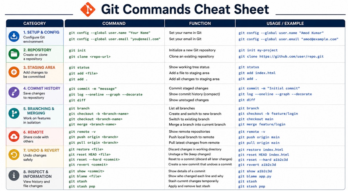 Git commands summary