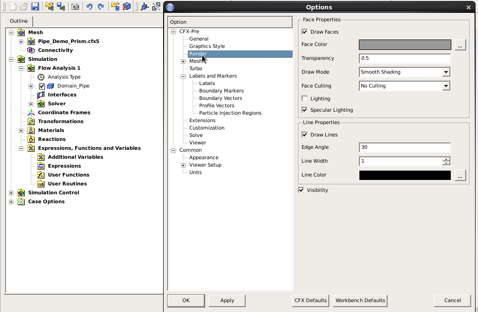 CFX Gui - Basic Settings