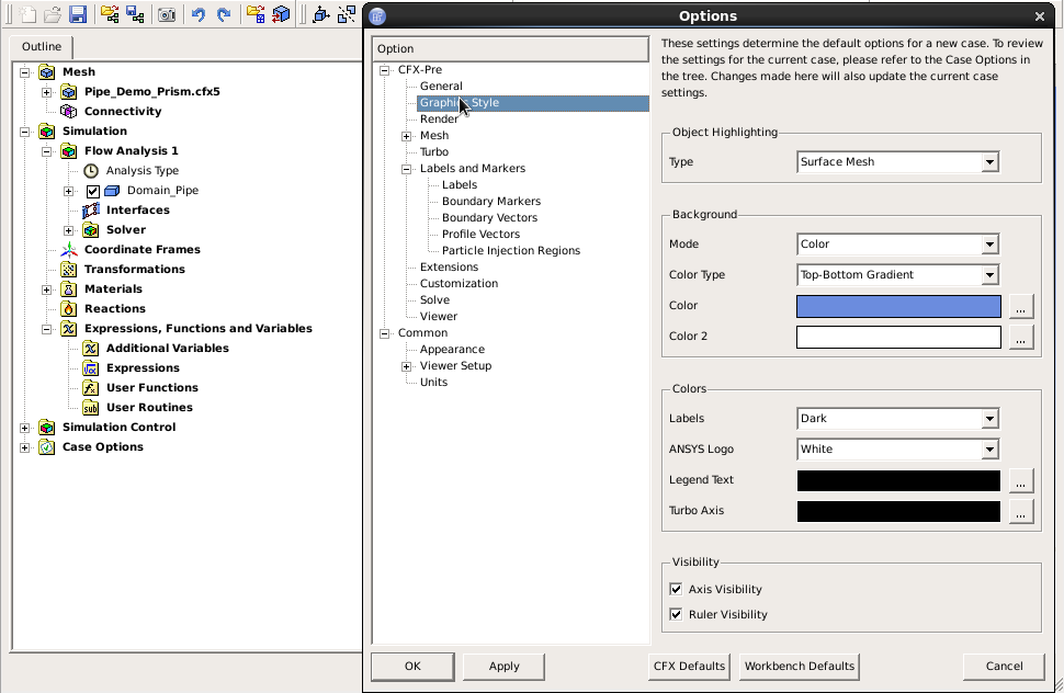 CFX Gui - Basic Settings